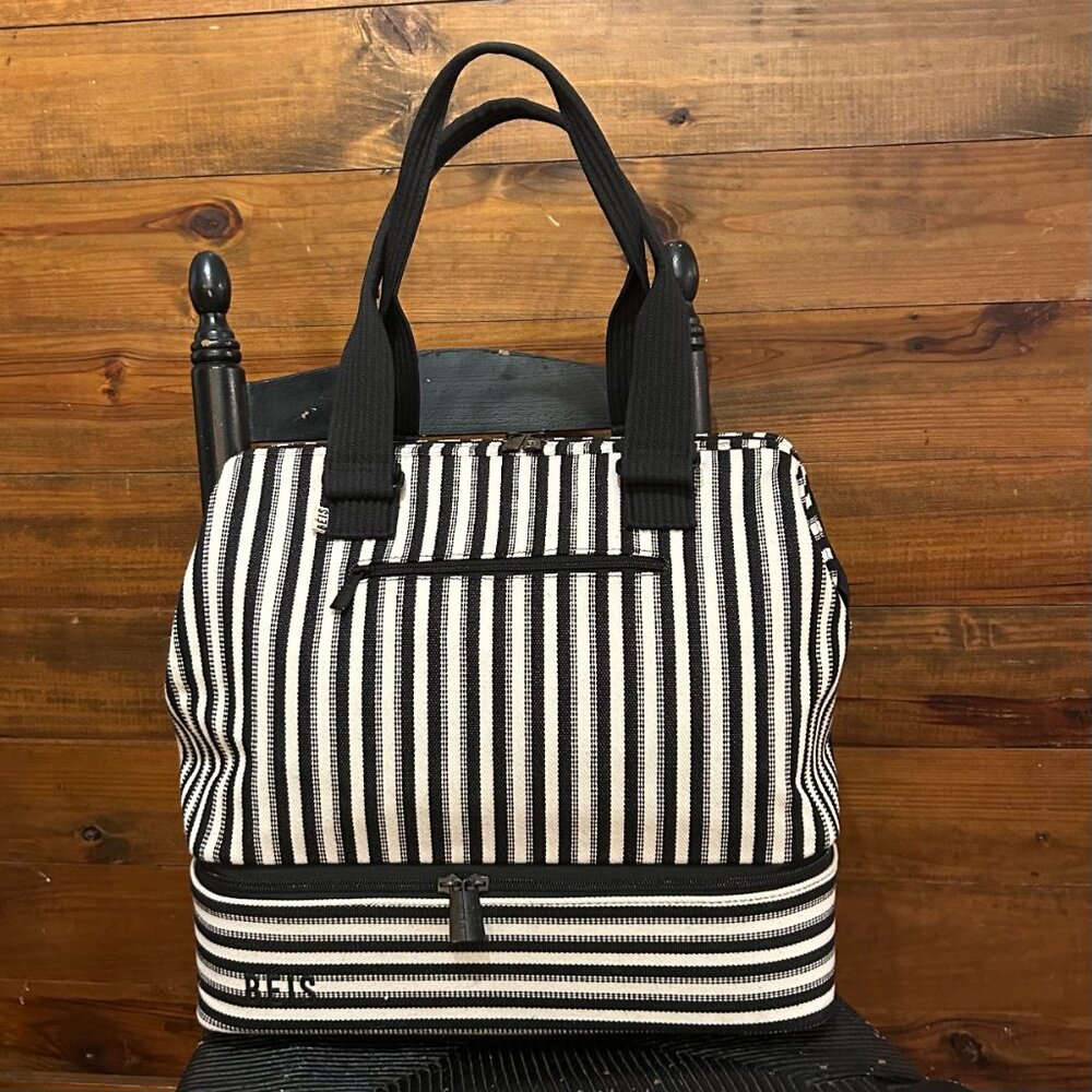 Beis Mini Weekender, Black Stripe, EUC!